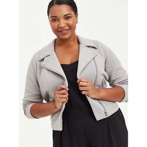 Torrid Pebble Grey Quilted Knit Moto Jacket